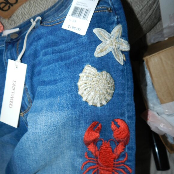Driftwood Charlee x Seaside Embroidered Ocean Accent Wide Leg Jeans🆕📦🏃♀️💨🚚 - Picture 9 of 16